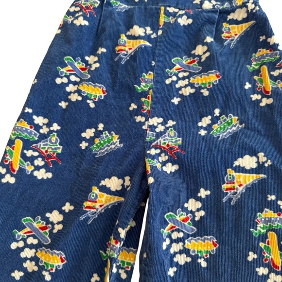 VTG JC Penny Toddle Time Blue Corduroy Overall Airplanes Boats Clouds Boys 4 - Picture 3 of 5